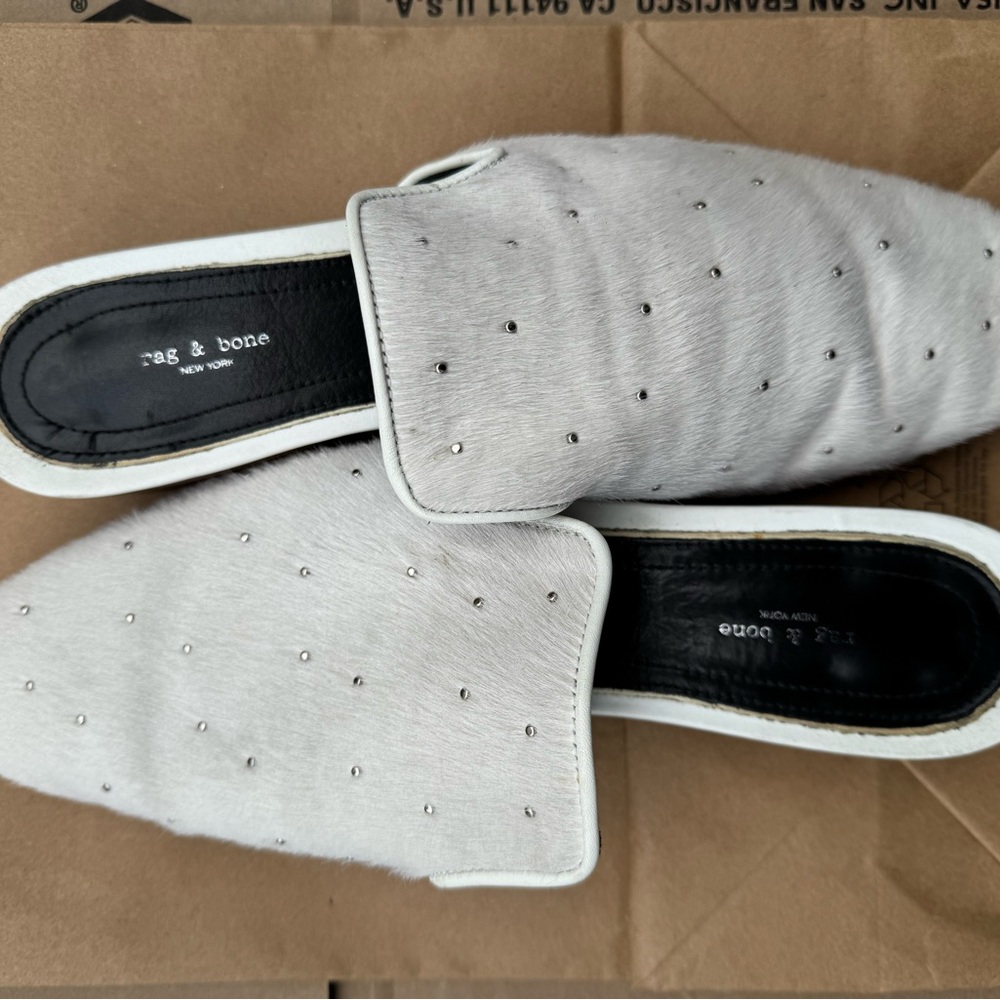 Rag & Bone Women's White Studded Mules